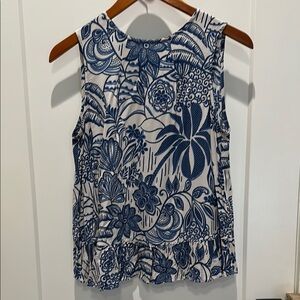 Vineyard Vines Off White Floral Sleeveless Open Back Tank Shell Top - Medium M